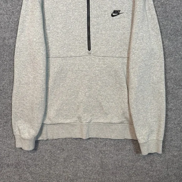 Nike Sweatshirt Mens XL Gray 1/4 Zip Fleece Pullover Stretch Casual Swoosh - Picture 2 of 10